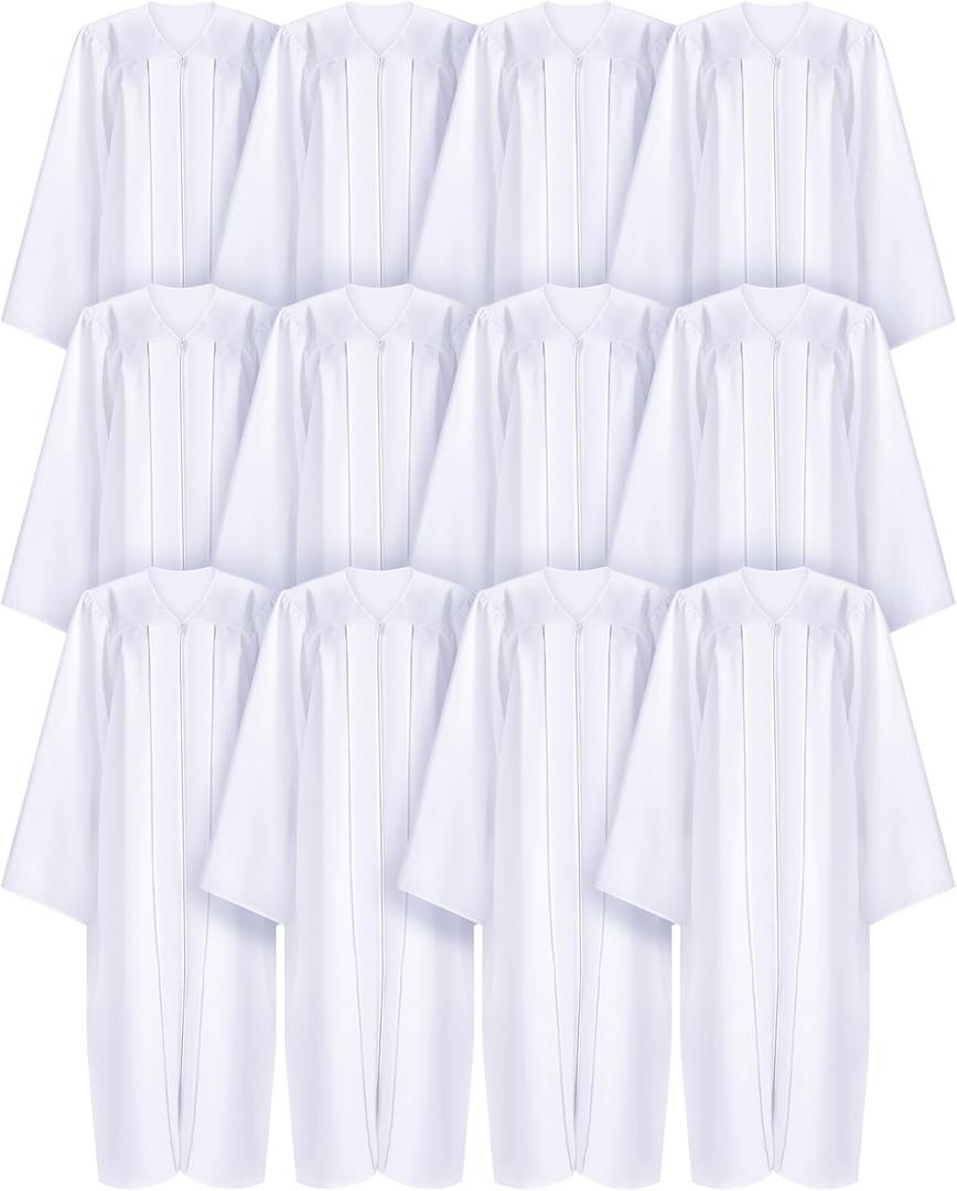 Toulite 12 Pcs Unisex Matte Choir Robes for Church Baptism Gown Confirmation Pulpit Graduation Judge Angel Costume Adults (Size 48)