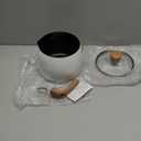 2.5 Quart Non-stick Ceramic Sauce Pan with Lid, Small Milk Pots for Cooking with Pour Spout, Aluminum stock Pot Wood Handle for kitchen, PFAS-Free, White