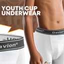 Davion Baseball Cup Youth Boys Underwear with Protective Athletic Cup for Boys, Soft Sports Protection for Baseball Football (White, M)