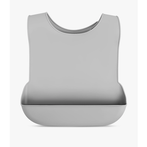 Silicone Adult Bib for Elderly - Waterproof, Washable, Adjustable Bib with Crumb Catchers - Reusable Mealtime Protector for Seniors, Men & Women - 16.53 X 11.02 Inches, Grey