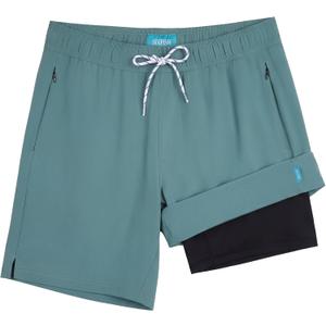 Sixfish Mens Swim Trunks with Compression Liner 5 Inch,2-in-1 Bathing Suit (M)