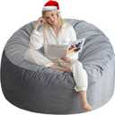 3 Ft Bean Bag Chair, Memory Foam Bean Bag Chairs for Adults with Filling, Round Bean Bag Sofa with Filler Included, Beanbags with Soft Dutch Velvet Fabric,3 Foot, Dark Grey