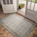 Washable 2x3 Entryway Rug, Non-Slip Door Mat, Cream/Light Blue