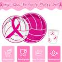 168 PCS Pink Volleyball Party Supplies Serves 24, Disposable Tableware Set with Plates Napkins Cups Cutlery Straws, Sports Birthday & Breast Cancer Awareness Decorations