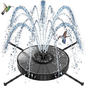 SZMP Solar Fountain with 3 Spray Height, 3.5W Glass Solar Bird Bath Fountain with 4 Adjustable Fixed Rods, and 7 Nozzles, Outdoor Solar Water Fountain Pump for Bird Bath, Garden, Pool, Pond