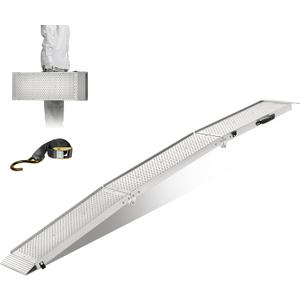 Aluminum Motorcycle Ramps & Loading Ramps for Pickup Trucks - Tri-Fold Lightweight Design for Dirt Bikes, Lawn Mowers, ATVs, 600 lb Capacity, 89"*11", 1PC, Silver