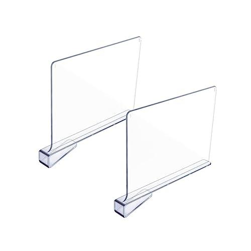 KOMBIUDA 6pcs Acrylic Closet Shelf Dividers Transparent Partition for Organized Storage Wardrobe and Shelves Easy Installation No Tools Required