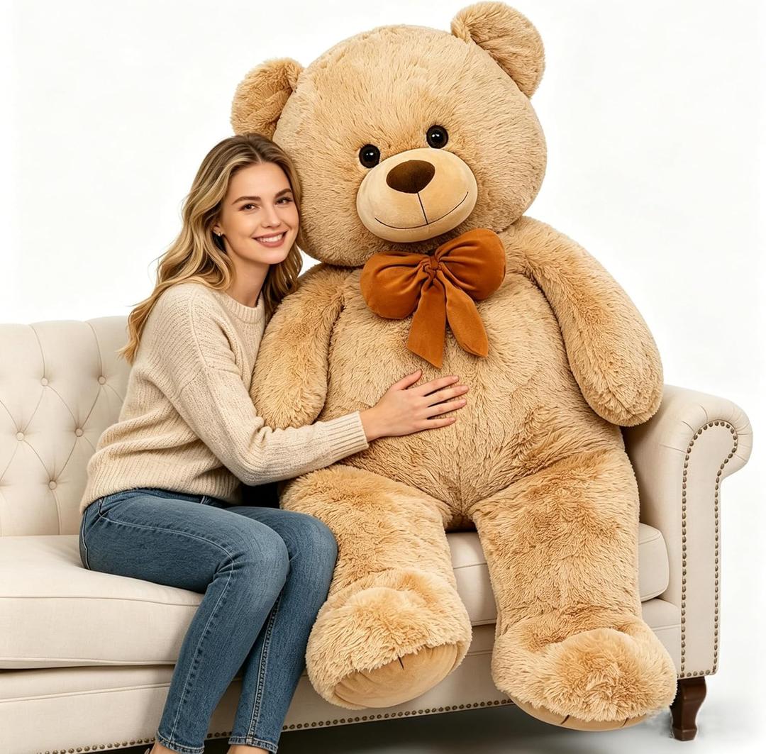 MaoGoLan Giant 47" Teddy Bear Stuffed Animal, Cuddly Large Classic Teddy Bear Plush Toy Gift for Girlfriend Boyfriend Kid, 4ft Brown Stuffed Animal for Valentines Day Birthday Gift Baby Shower Decor