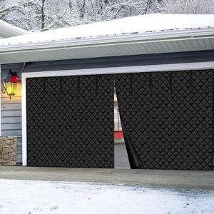 VEVOR Garage Door Screen for Winter, 16x7FT Garage Door Insulation Kit for 2 Car Garage, Magnetic Thermal Insulated Garage Door Curtain, Waterproof Windproof Soundproof Garage Door Cover (Black)