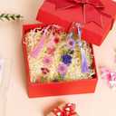 145pcs Natural Pressed Dried Flowers Mixed Multi-Color Pressed Flower Mini Rose Hydrangea Daisy for Art Craft DIY Resin Nail Art Floral Decors (Red, Purple & Blue)