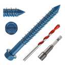 1/4" x 2-1/2" Concrete Screws, 50 PCS Blue Hex Washer Head Concrete Screws Anchor Kit with Drill Bit and Hex Bit Socket, for Masonry, Cement, Block, Brick or Stucco