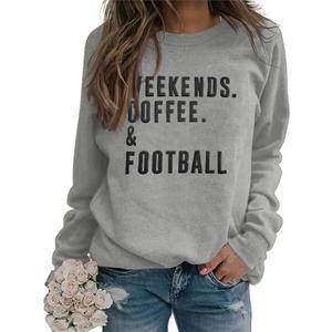 EGELEXY Football Game Day Sweatshirts Weekends Coffee and Football Sweatshirt Women Football Mom Crewneck Pullover (Medium, Grey)