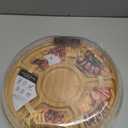 Zenzemwa Charcuterie Boards, Round Bamboo Charcuterie Board with Locking Lid & 6 Compartments, Reversible Cheese Board Serving Tray with Clear Plastic Cover House Warming Gifts (12.4"L x 12.4"W)