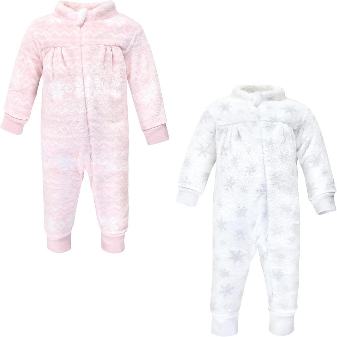 Hudson Baby baby-girls Plush Jumpsuits (18-24 Months, Snowflakes)