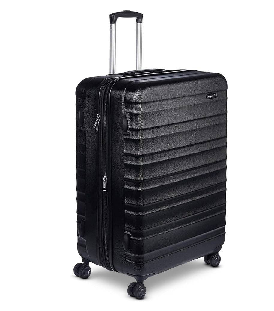 Amazon Basics 30" Hardside Large Checked Luggage, Hardshell Suitcase With Four Multi-directional Wheels, Expandable For Up to 15% More Space, Scratch-Resistant Shell, Black
