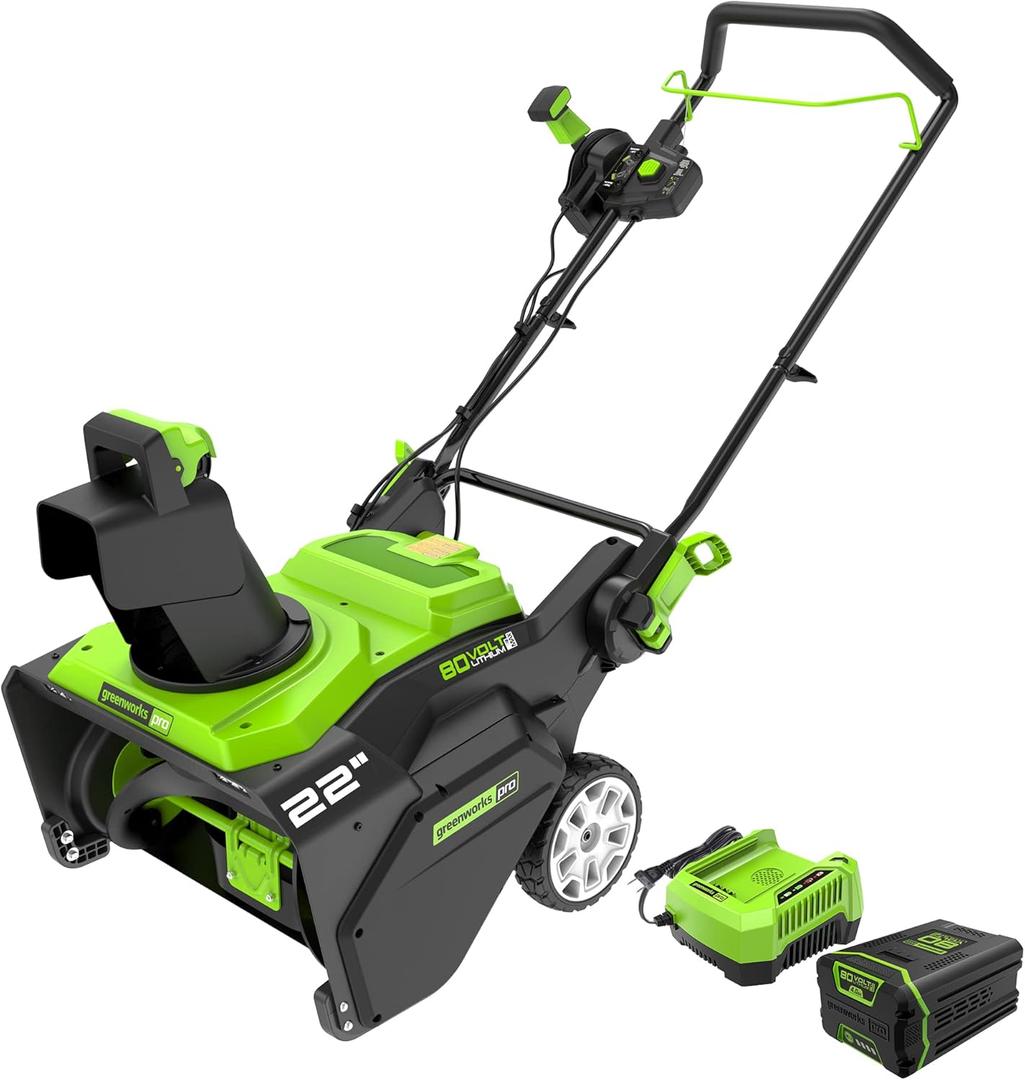 Greenworks 80V (75+ Compatible Tools) 22 Brushless Cordless Snow Blower, 4.0Ah Battery and Charger Included