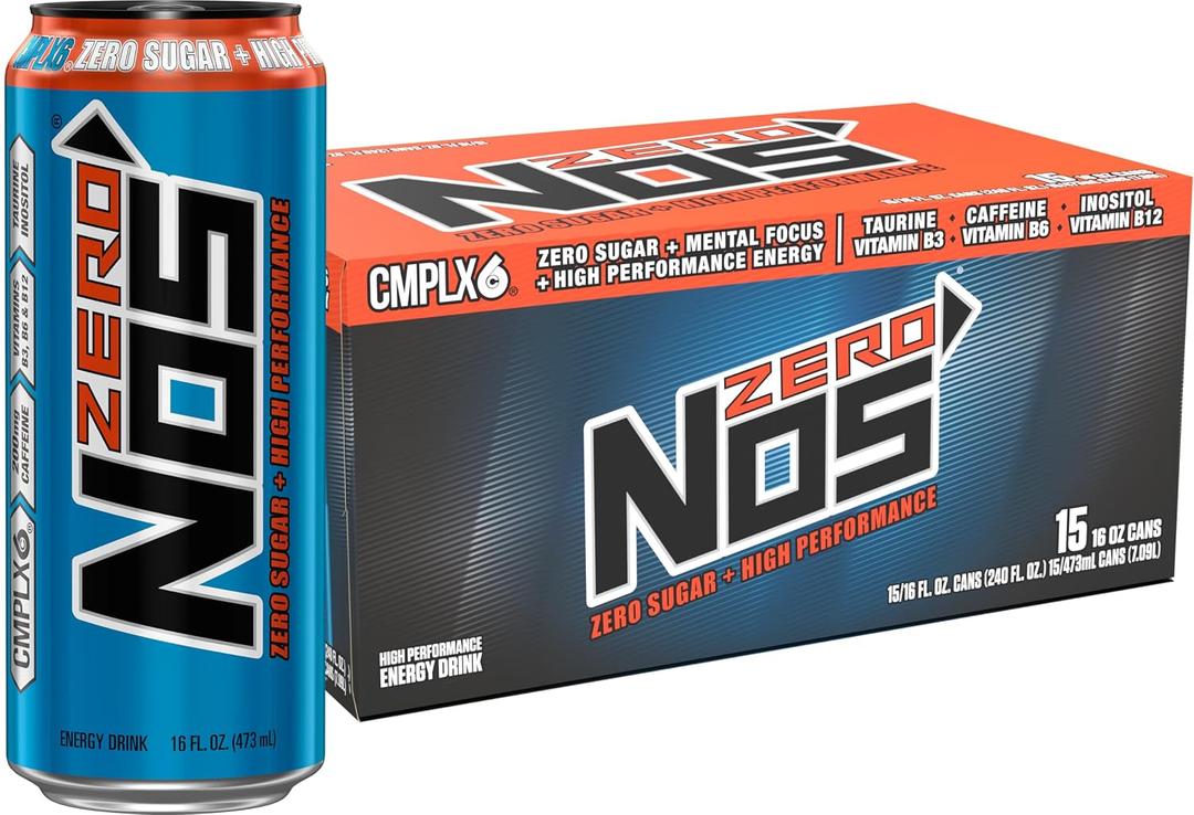NOS Zero Sugar: High Performance Energy Drink. 16 Fl oz (EXP 11/30/26)