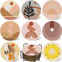 DOTSOPS 8Pack Landscape Diamond Painting Coaster with Holder 5D Diamond Art Kits for Adults Round Full Drill Beginners Gem Dots Craft Arts Supplies Party Home Decor Abstract