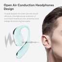 EUQQ Open Ear Bluetooth 5.4 Earbuds, Sport Over Earphones Wireless Headphones Built-in Mic with Ear Buds LED Display, Touch Control, IPX7 Waterproof Hook Design 50Hrs Playtime for Sports, Light Blue