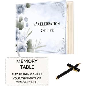 BINBE Funeral Guest Book,White Funeral Guest Book for Memorial Services 80 Pages Celebration Of Life Guest Book Funeral Sign In Book for Guests Memorial Guest Book with Pen and Sign