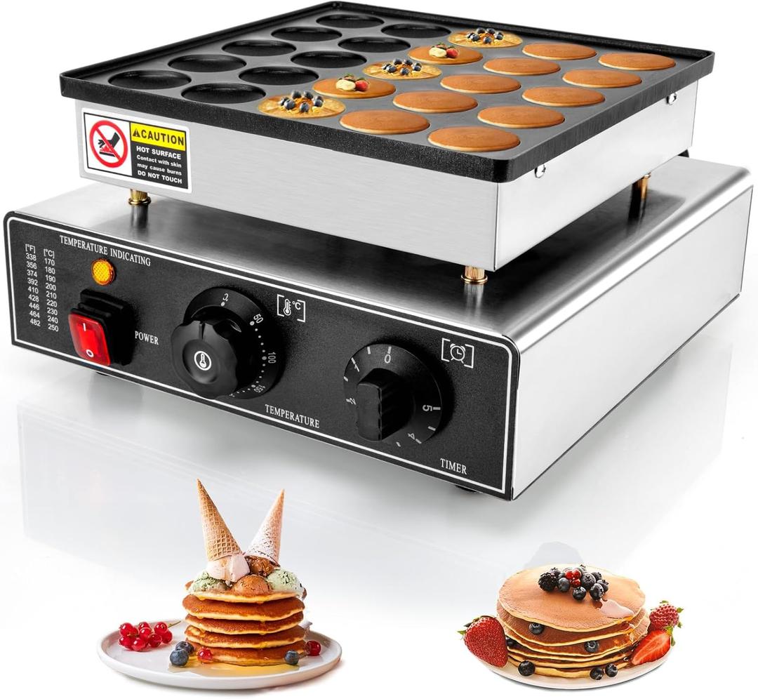 25PCS Mini Pancakes Maker Machine, 110V Electric Mini Pancake Maker Commercial Mini Dutch Pancake Maker, Non-stick Small Pancake Maker Mini hotcakes machinefor Home Kitchen Restaurant Business (950W)