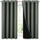 NICETOWN 100% Blackout Curtains 54 inches Long, Double-Deck Completely Blackout Window Treatment Thermal Insulated Lined Drapes for Small Window (Dark Mallard, 1 Pair, 52 inches Width Each Panel)