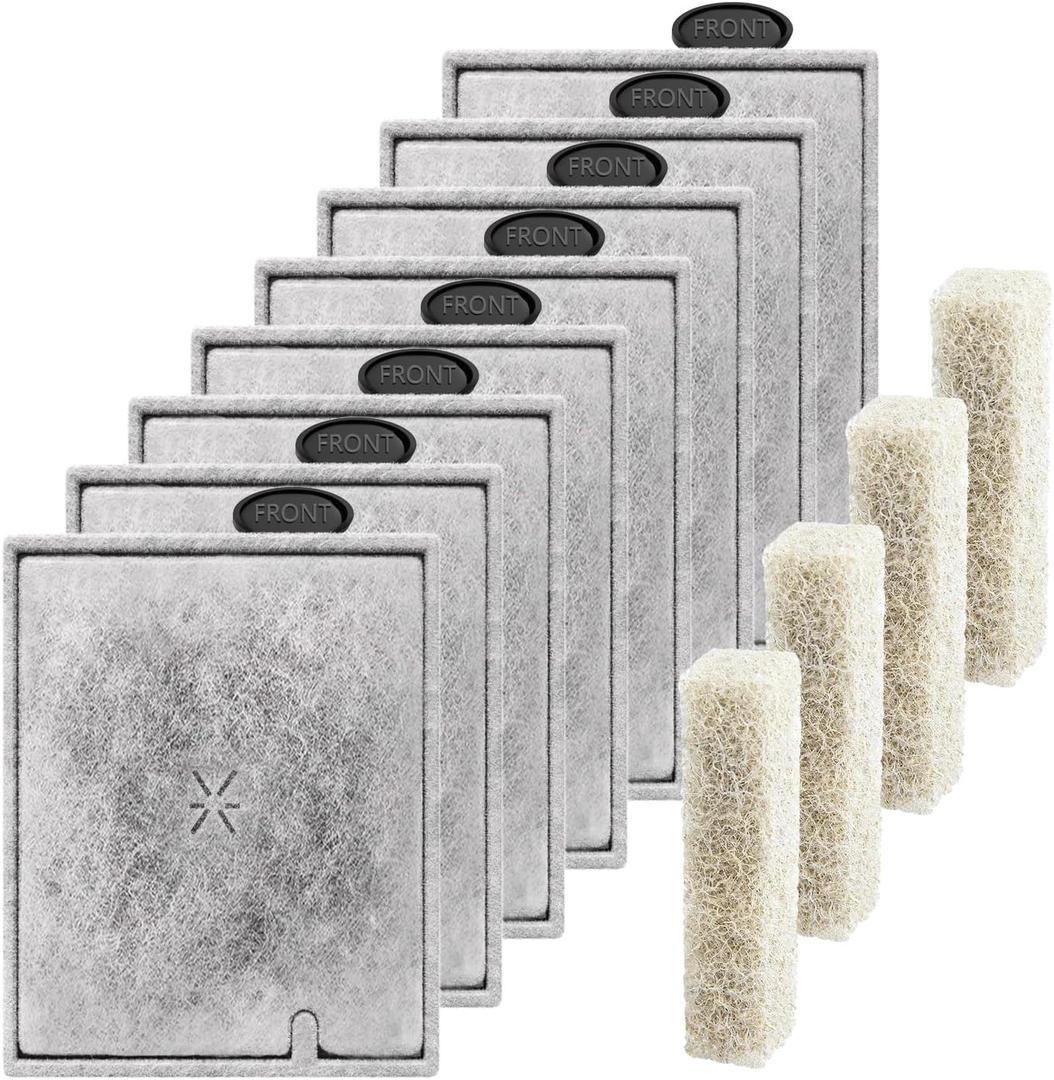 8 Pack Large Aquarium Fish Tank Filter Cartridges with Filter Pad, Compatible with Aqueon QuietFlow Filter LED PRO Size 20,30,50,75/Power Filter Size 20,30,50,55/75, E Internal Size 40 Canister Filter