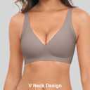 Xcutting Deep V Jelly Bras for Women Wireless Push Up Comfy Tshirt Bra | wireless,support lift,sagging breast bras for older women large breast,padded seamless,sleep t shirt,comfortable,push up (S)