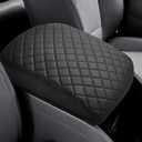 JOYTUTUS Center Console Cover Compatible with 2009-2015 Pilot, Leather Arm Rest Armrest Cover for Car, Well-Make Durable Middle Console Cover Lid Replacement for Trucks, Easy to Install, Black