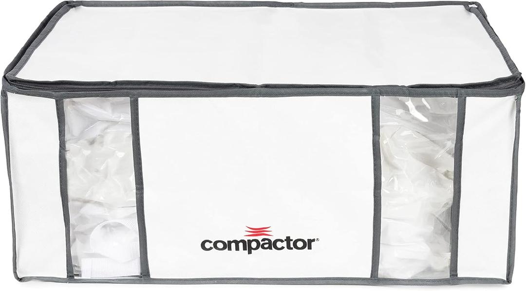 Compactor Vacuum 3D Box, Space Saver Vacuum Tote for Clothes, Comforters and Sentimental Items, Ideal for College Dorm Storage & Moving, XXL Semi-Rigid White Box