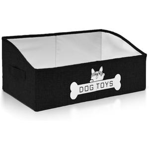 Dog Toy Basket, Specially Designed for Dog Toy Storage, Collapsible Dog Toy Box with HandlePerfect for Storing Pet Toys and Accessories - Black
