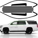 Side Window Chrome Delete Vinyl Wrap Overlay fit for 2015 2016 2017 2018 2019 2020 Chevrolet Chevy Suburban with Blackout Film Gloss Black Kits Accessories