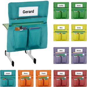 12 Pack Chair Pockets for Classrooms, 20 x 17 Inch Seat Sacks for Classroom Chairs k-2 with Name Slots and Tags, Chair Pockets for Kindergarten, School, Home, Office (6 Bright Color) (Large)