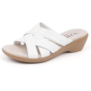 VJH confort Womens Slides Sandals Orthopedic Slippers,Comfortable Wedge Platform Slip Flops Flip Casual Walking Sandals (10, White)