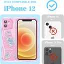2 x Compatible for iPhone 12 Case, Pretty Butterfly Print Three-Dimensional Wave Clear Case for Girls Women, Soft Full Package Anti-Fall Cover for iPhone 12, Water Blue Butterfly
