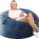 Bean Bag Chairs, Memory Foam Stuffing Bean Bag Chair for Adults/Teens/Kids, Velvet Lazy Sofa Furniture with Removable High-Rebound Memory Foam for Living Room Bedroom College Dorm (M (36x36x24 In), Blue)