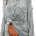 Saodimallsu Womens Sheer Swimsuit Coverup Top Bell Long Sleeve Mesh Ribbed Boat Neck Side Slit Beach Vacation Outfits (Green)