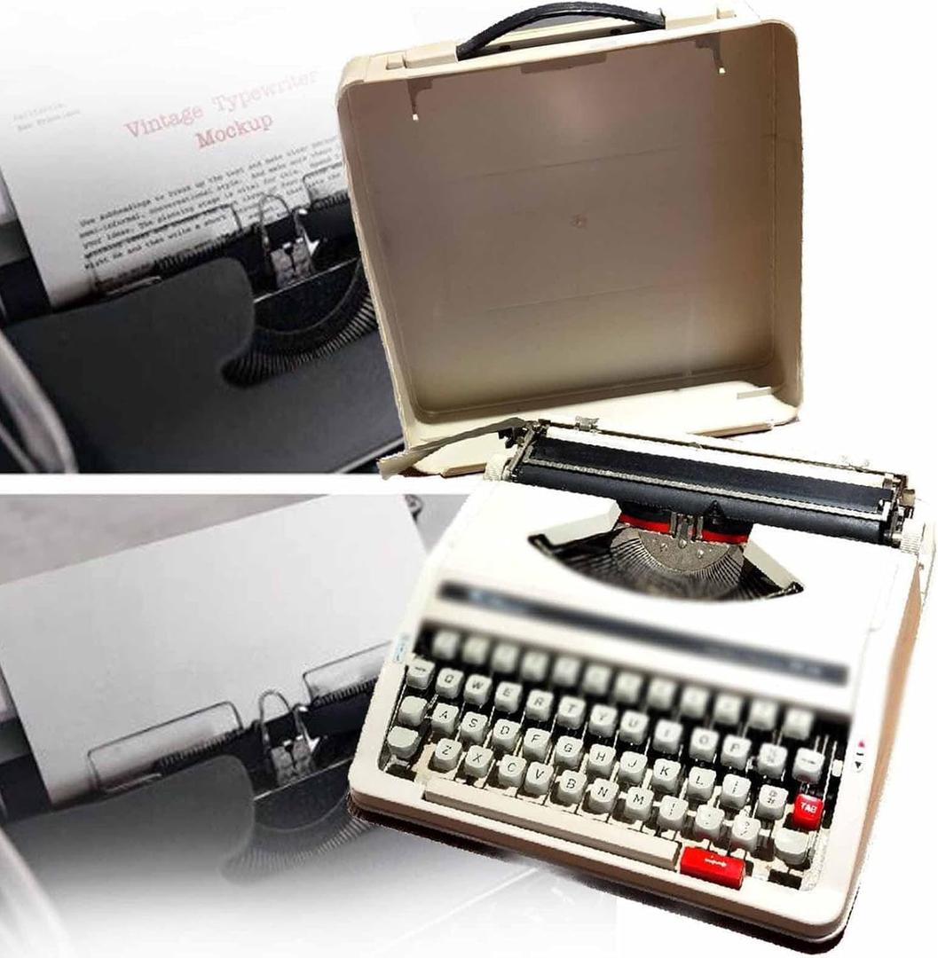 Old-Fashioned Traditional Portable Manual Typewriter,Typable Full Metal Body Typewriter,Retro typewriters,for Notes Or Letters Or Creative Writing (White)