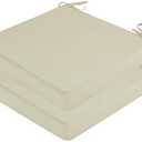 SK Studio Outdoor Chair Cushions for Patio Furniture, Set of 2 Waterproof Square Corner Memory Foam Patio Chair Cushion with Adjustable Ties Outdoor Seat Cushions, Beige, 18"x18"x2"