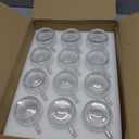 12 PACK Premium Glass Coffee Mugs with Handle, 12 OZ Classic Vertical Stripes Glass Coffee Cups, Transparent Tea Cup for Hot/Cold Beverages, Glassware Set for Americano, Latte, Cappuccino