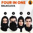 Heat Logic Sherpa Fleece Balaclava and Trapper Hat for Men, Warm Winter Face Mask for Adult, Face Cover Winter Hat (Black)