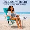 CARIBBEAN JOE Folding Beach Chair, 4 Position Portable Backpack Foldable Camping Chair with Headrest, Cup Holder, and Wooden Armrests, 350lbs Capacity