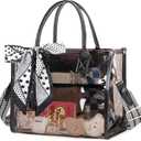 Clear Tote Bag Stadium Events Transparent Clear Purse for Women Thick PVC Shoulder Bag with Guitar Strap for Concert