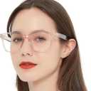 AEZUNI Oversize Square Reading Glasses for Women Oversized Trendy Large Readers 1.0 1.5 2.0 2.5 3.0 3.5 (Pink,100)