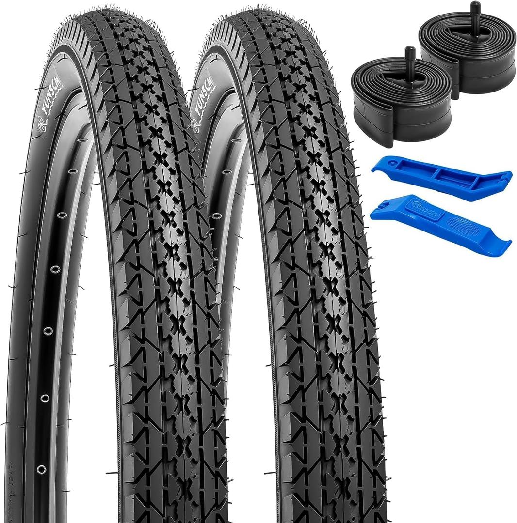 YUNSCM 2-PCS 26" Road Bike Tires 26x1.95/50-559 and 26" Bike Tubes Schrader Valve Compatible with 26x1.90 26 x 1.95 26x2.0 Bike Bicycle Tires and Tubes (Y-686)