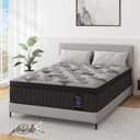 King Mattress, 9 Inch Hybrid Mattresses Bed in a Box with Gel Memory Foam & Pocket Spring, Euro Top, Medium Firm for Back Support & Pressure Relief, Motion Isolation, Grey