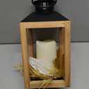 Decorative Farmhouse-Style Wooden Lantern Containing Flowers