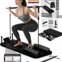 AMAZINGHOME Pro Foldable Pilates Board & Reformer Machine - Multifunctional Home Gym with Ergonomic Elbow Pads, Yoga Bar & Timer, 300lbs Capacity Core Workout Pilates Equipment (Black)