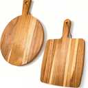2 Pcs Acacia Wood Cutting Board with Handle, Decorative Wooden Serving Chopping Board Large Butter Charcuterie Butcher Blocks Tray for Kitchen Pizza Cheese Meat Vegetables Fruit Bread Baking