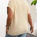 WDIRARA Women's Plus Size Striped Print Cap Sleeve Sweater Top Round Neck Loose Fit Casual Tops (XL)